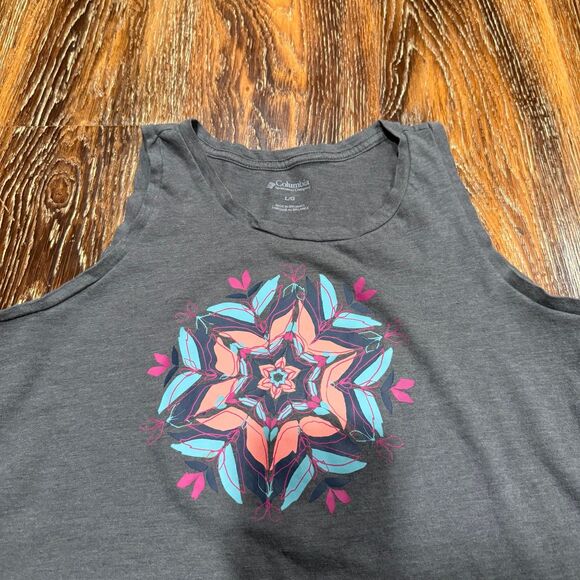 Columbia Women’s‎ L Gray Colorful Tank Top Floral Medallion Top - Picture 2 of 5